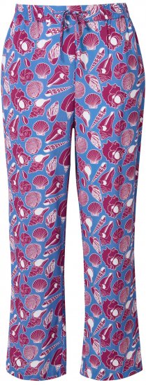 Ulla Popken Seashell Print Elastic Waist Pants Blue - Džinsai & Kelnės Didelėse Dydžiuose – Plus Size - 