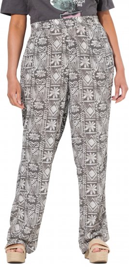 Ulla Popken Mosaic Print Elastic Waist Pants Black - Džinsai & Kelnės Didelėse Dydžiuose – Plus Size - 