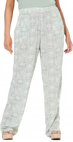 Ulla Popken Mosaic Print Elastic Waist Pants White - Džinsai & Kelnės Didelėse Dydžiuose – Plus Size - 