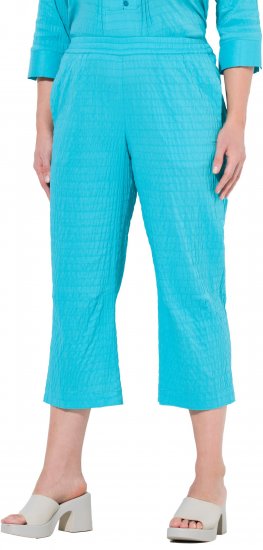 Ulla Popken Textured Elastic Waist Cropped Pants Deep Aqua - Džinsai & Kelnės Didelėse Dydžiuose – Plus Size - 