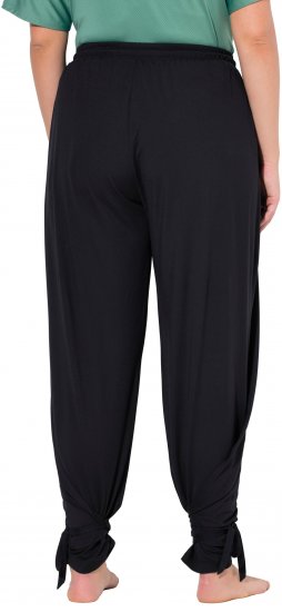 Ulla Popken Quick Drying Split Leg Elastic Waist Joggers Black - Džinsai & Kelnės Didelėse Dydžiuose – Plus Size - 