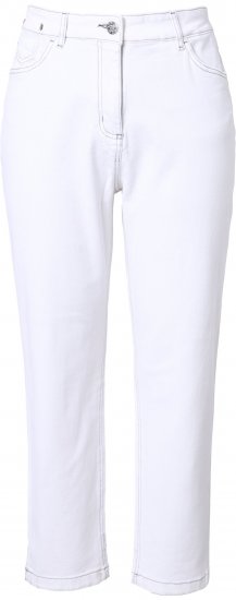 Ulla Popken Used Look 5 Pocket Comfy Waistband Mom Jeans Snow White - Džinsai & Kelnės Didelėse Dydžiuose – Plus Size - 