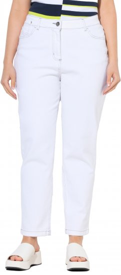 Ulla Popken Used Look 5 Pocket Comfy Waistband Mom Jeans Snow White - Džinsai & Kelnės Didelėse Dydžiuose – Plus Size - 
