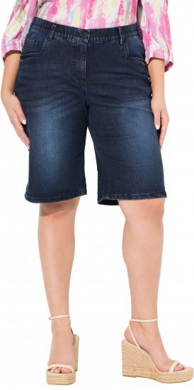 Ulla Popken Denim Wide Leg Elastic Waist Bermuda Shorts Denim Blue - Džinsai & Kelnės Didelėse Dydžiuose – Plus Size - 