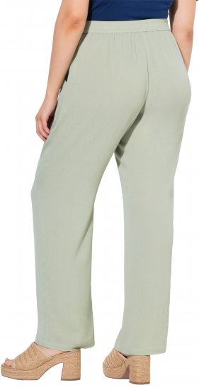 Ulla Popken Elastic Waist Crepe Pants Light Moss Green - Džinsai & Kelnės Didelėse Dydžiuose – Plus Size - 