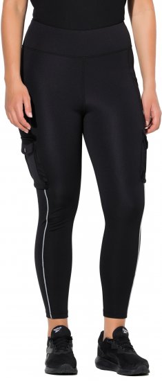 Ulla Popken Cargo Pocket Fleece Lined Sports Leggings Black - Džinsai & Kelnės Didelėse Dydžiuose – Plus Size - 