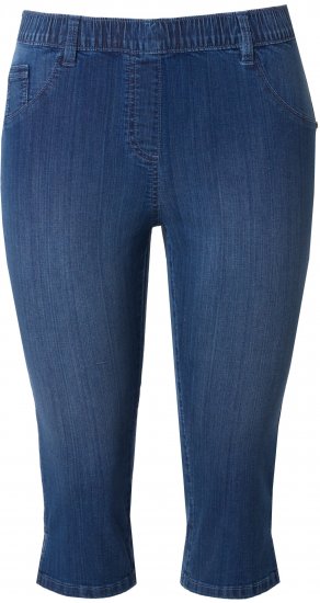 Ulla Popken Denim Elastic Waist Capres Blue Denim - Džinsai & Kelnės Didelėse Dydžiuose – Plus Size - 