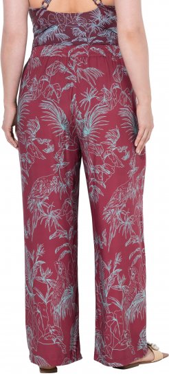 Ulla Popken Wide Leg Elastic Waist Jungle Print Palazzo Pants Brown - Džinsai & Kelnės Didelėse Dydžiuose – Plus Size - 