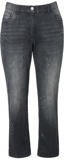 Ulla Popken Rivet Detail Stretch Fit Boyfriend Jeans Black - Džinsai & Kelnės Didelėse Dydžiuose – Plus Size - 