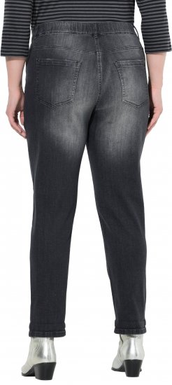 Ulla Popken Rivet Detail Stretch Fit Boyfriend Jeans Black - Džinsai & Kelnės Didelėse Dydžiuose – Plus Size - 