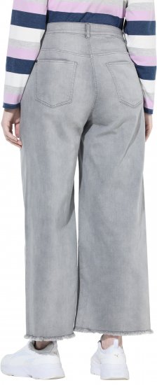 Ulla Popken Embroidered Wide Leg Fringed Hem Jeans Grey - Džinsai & Kelnės Didelėse Dydžiuose – Plus Size - 