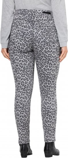 Ulla Popken Slim Leg Leopard Print Stretch Fit Jeans Bright Grey - Džinsai & Kelnės Didelėse Dydžiuose – Plus Size - 