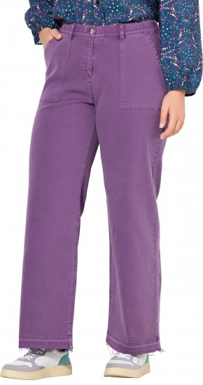Ulla Popken Purple Fringed Hem Stretch Fit Jeans Lavender - Džinsai & Kelnės Didelėse Dydžiuose – Plus Size - 