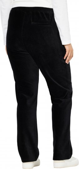 Ulla Popken Corduroy Elastic Waist Pants Black - Džinsai & Kelnės Didelėse Dydžiuose – Plus Size - 