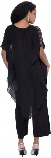 Ulla Popken Layered Chiffon Wrap Jumpsuit Grey - Džinsai & Kelnės Didelėse Dydžiuose – Plus Size - 