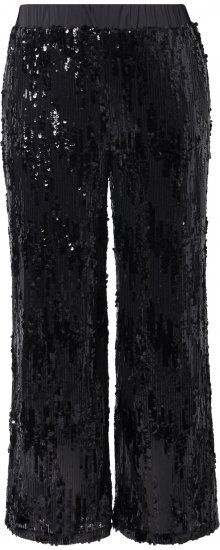 Ulla Popken Sequined Elastic Waist Pants Black - Džinsai & Kelnės Didelėse Dydžiuose – Plus Size - 