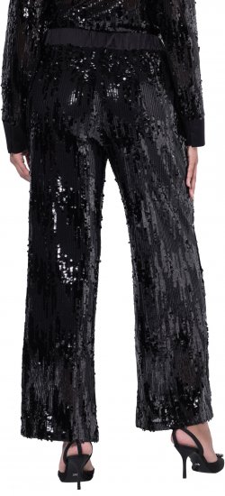 Ulla Popken Sequined Elastic Waist Pants Black - Džinsai & Kelnės Didelėse Dydžiuose – Plus Size - 