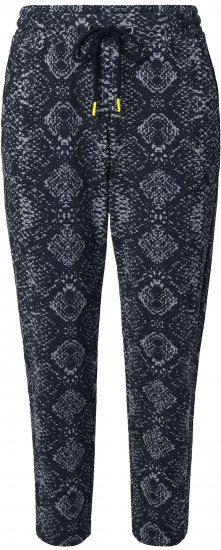 Ulla Popken Snake Print Elastic Waist Joggers Black - Džinsai & Kelnės Didelėse Dydžiuose – Plus Size - 