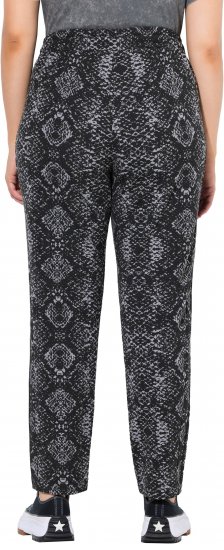 Ulla Popken Snake Print Elastic Waist Joggers Black - Džinsai & Kelnės Didelėse Dydžiuose – Plus Size - 