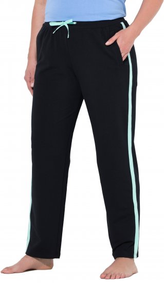Ulla Popken Side Stripe Elastic Waist Joggers Black - Džinsai & Kelnės Didelėse Dydžiuose – Plus Size - 