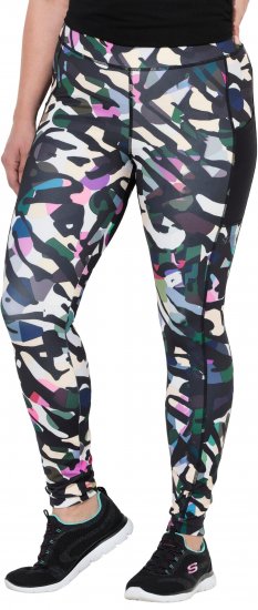Ulla Popken Quick Drying Botanical Print Sport Leggings Black - Džinsai & Kelnės Didelėse Dydžiuose – Plus Size - 