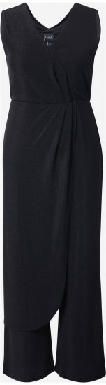 Ulla Popken Draped Sleeveless Glitter Jumpsuit Navy - Džinsai & Kelnės Didelėse Dydžiuose – Plus Size - 