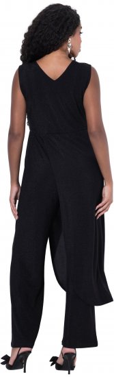 Ulla Popken Draped Sleeveless Glitter Jumpsuit Navy - Džinsai & Kelnės Didelėse Dydžiuose – Plus Size - 