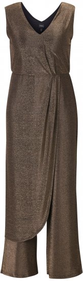 Ulla Popken Draped Sleeveless Glitter Jumpsuit Pearl White - Džinsai & Kelnės Didelėse Dydžiuose – Plus Size - 