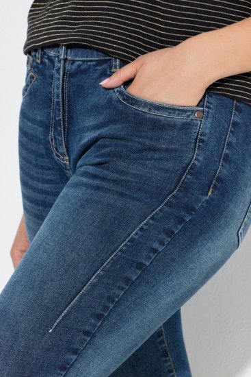 Ulla Popken Decorative Stitched Slim Leg Stretch Fit Jeans Blue Denim - Džinsai - Didelių dydžių moteriški džinsai