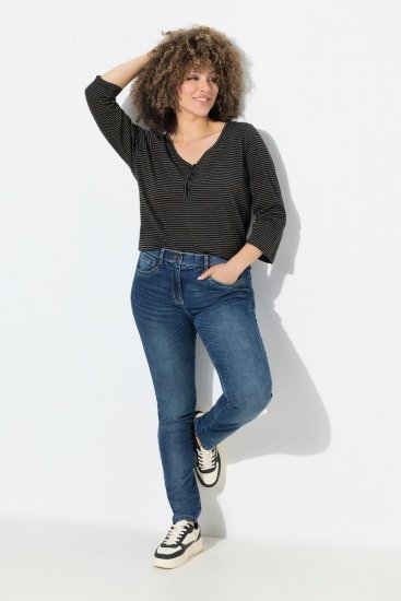 Ulla Popken Decorative Stitched Slim Leg Stretch Fit Jeans Blue Denim - Džinsai - Didelių dydžių moteriški džinsai