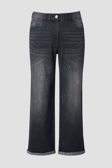 Ulla Popken Rivet Studded Stretch Fit Jeans Black - Džinsai & Kelnės Didelėse Dydžiuose – Plus Size - 