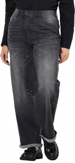 Ulla Popken Rivet Studded Stretch Fit Jeans Black - Džinsai & Kelnės Didelėse Dydžiuose – Plus Size - 