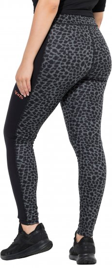 Ulla Popken Quick Drying Leopard Print Sport Leggings Black - Džinsai & Kelnės Didelėse Dydžiuose – Plus Size - 