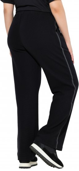 Ulla Popken Reflective Cross Ribbed Joggers Black - Ulla Popken - 