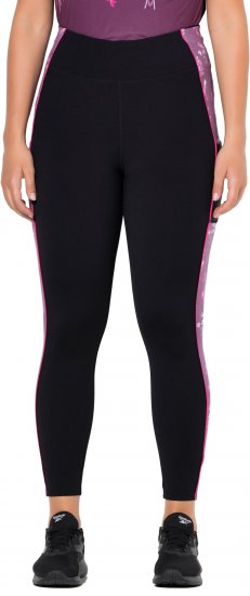 Ulla Popken Quick Drying Botanical Print Sport Leggings Black - Džinsai & Kelnės Didelėse Dydžiuose – Plus Size - 