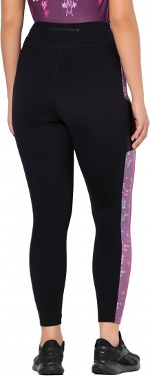 Ulla Popken Quick Drying Botanical Print Sport Leggings Black - Džinsai & Kelnės Didelėse Dydžiuose – Plus Size - 