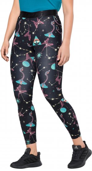 Ulla Popken Quick Drying Celestial Print Sport Leggings Black - Džinsai & Kelnės Didelėse Dydžiuose – Plus Size - 