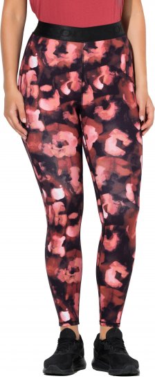 Ulla Popken Abstract Flower Print Performance Leggings Red - Džinsai & Kelnės Didelėse Dydžiuose – Plus Size - 
