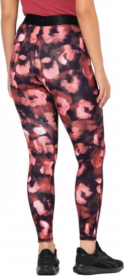 Ulla Popken Abstract Flower Print Performance Leggings Red - Džinsai & Kelnės Didelėse Dydžiuose – Plus Size - 
