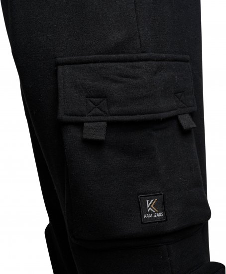 Kam Jeans 244 Raw Denim Cargo PKT Jog Pants Black - Džinsai ir kelnės - Džinsai ir Kelnės - W40-W70