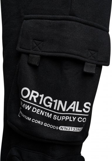 Kam Jeans 244 Raw Denim Cargo PKT Jog Pants Black - Džinsai ir kelnės - Džinsai ir Kelnės - W40-W70