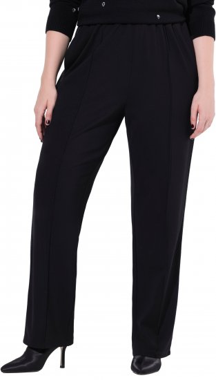 Ulla Popken Rose Wide Leg Stretch Waist Trousers Black - Džinsai & Kelnės Didelėse Dydžiuose – Plus Size - 