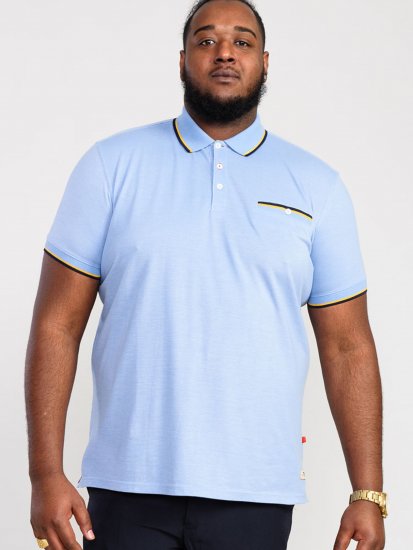 D555 Talbot Pique with Jacquard Collar Polo Shirt Blue - Polo marškinėliai - Polo marškinėliai - 2XL-8XL