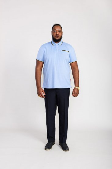D555 Talbot Pique with Jacquard Collar Polo Shirt Blue - Polo marškinėliai - Polo marškinėliai - 2XL-8XL