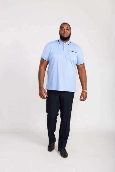 D555 Talbot Pique with Jacquard Collar Polo Shirt Blue - Polo marškinėliai - Polo marškinėliai - 2XL-8XL