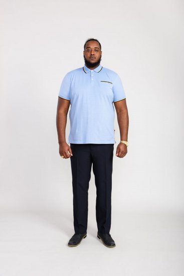 D555 Talbot Pique with Jacquard Collar Polo Shirt Blue - Polo marškinėliai - Polo marškinėliai - 2XL-8XL