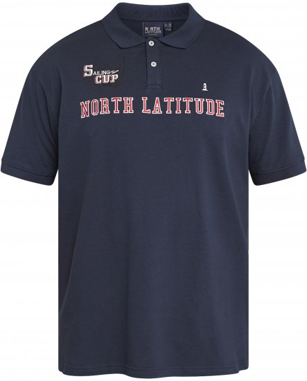 North Latitude 61131 Pikė Polo su Kontrastingomis Rankovėmis ir Siuvinėjimu Tamsiai Mėlyna - Polo marškinėliai - Polo marškinėliai - 2XL-8XL