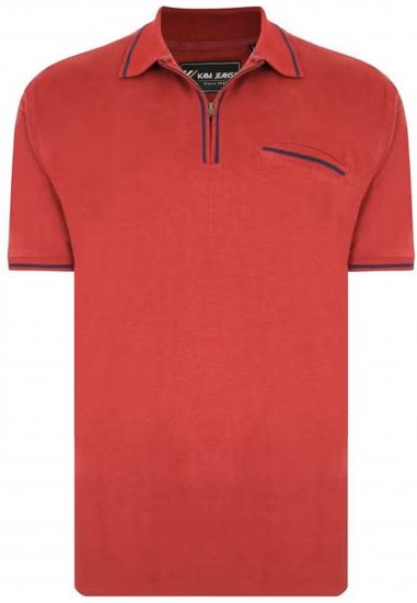 Kam Jeans 5449 Short Sleeve with Zipper Polo Shirt Red - Polo marškinėliai - Polo marškinėliai - 2XL-8XL