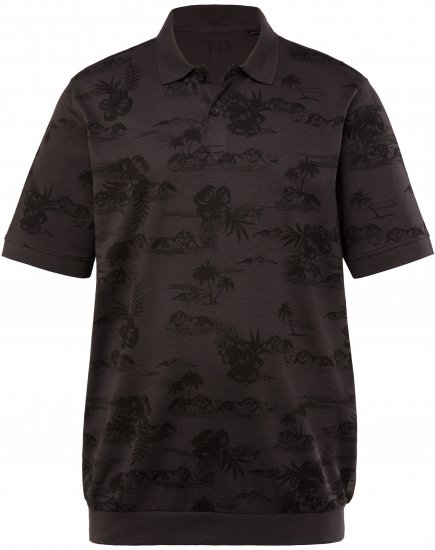 JP1880 Pique with All-over Print Polo Shirt TALL Black - TALL polo marškinėliai - TALL polo marškinėliai aukštiems