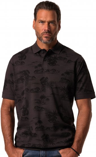 JP1880 Pique with All-over Print Polo Shirt TALL Black - TALL polo marškinėliai - TALL polo marškinėliai aukštiems